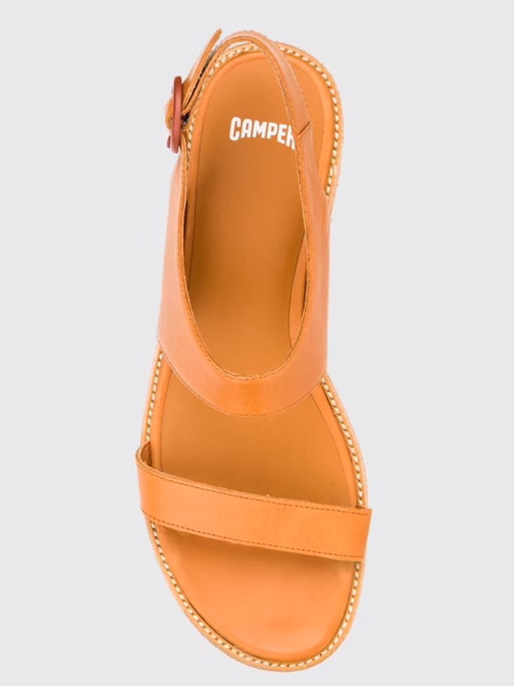 Camper 9 Wedge Platform Sandal Leather Strappy Platform Neutral Boho Chunky - Picture 5 of 13